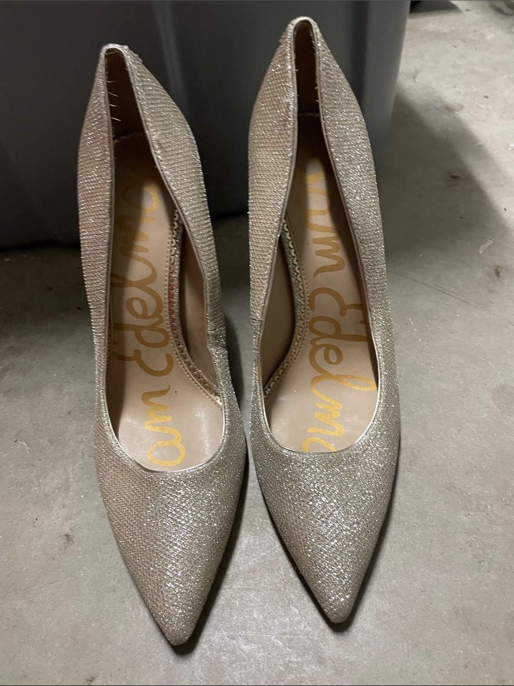Sam Edelman Glittery Champagne Pointed-Toe Pumps